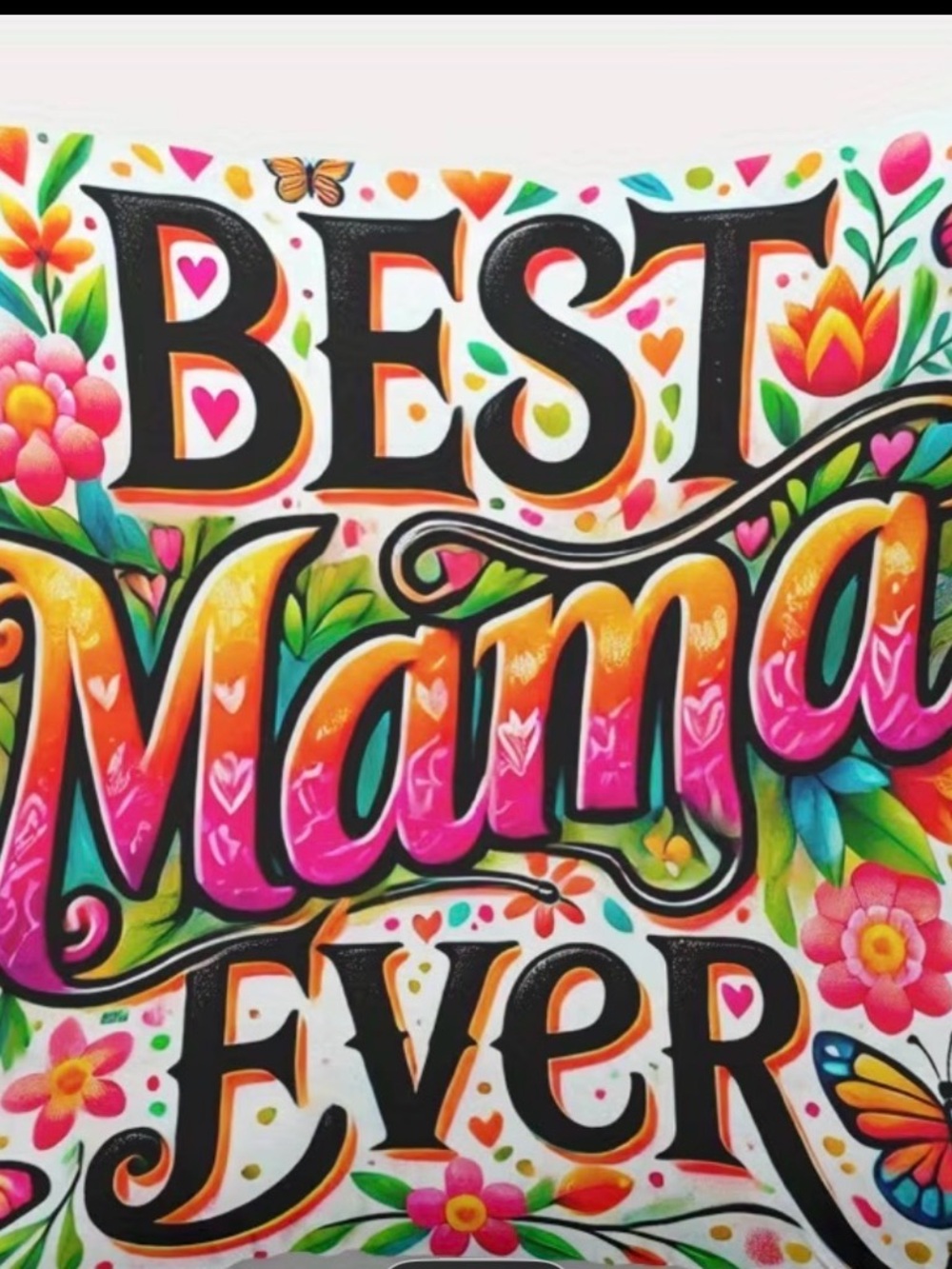 Best Mama Ever Colorful Floral Print pillow COVER - Picture 2 of 2